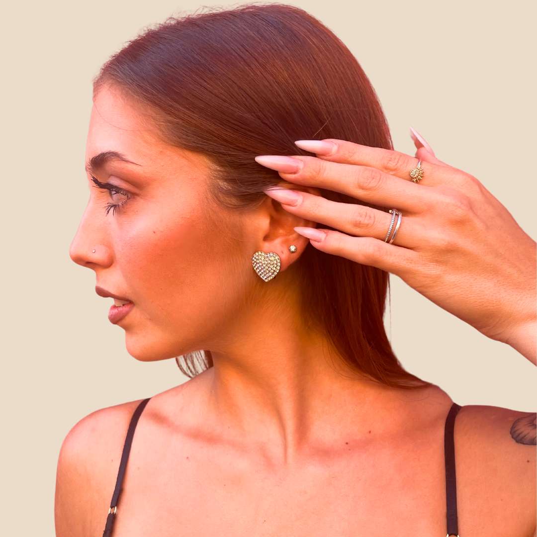 Orecchini clips Cuore Strass