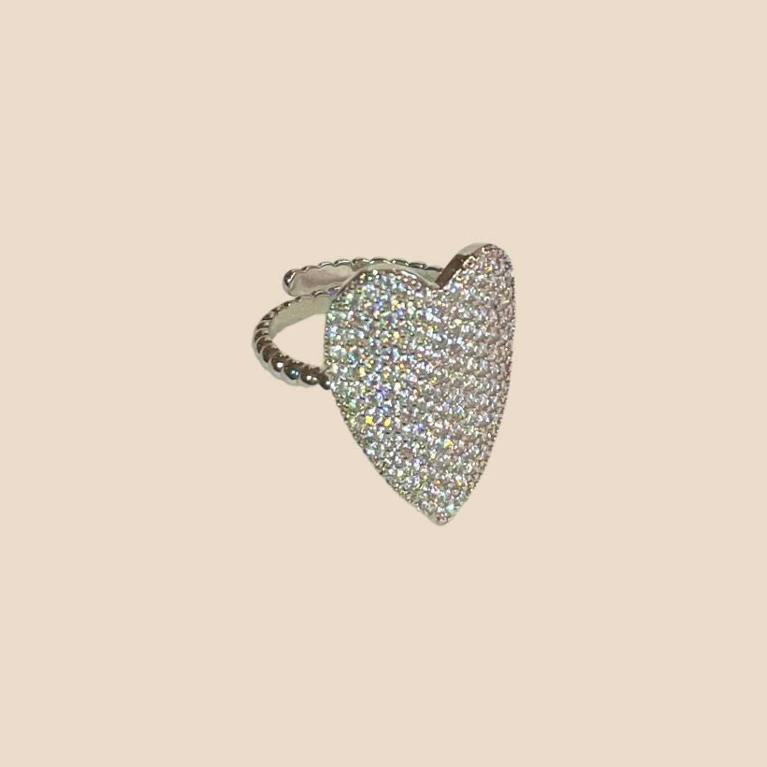 Anello cuore strass