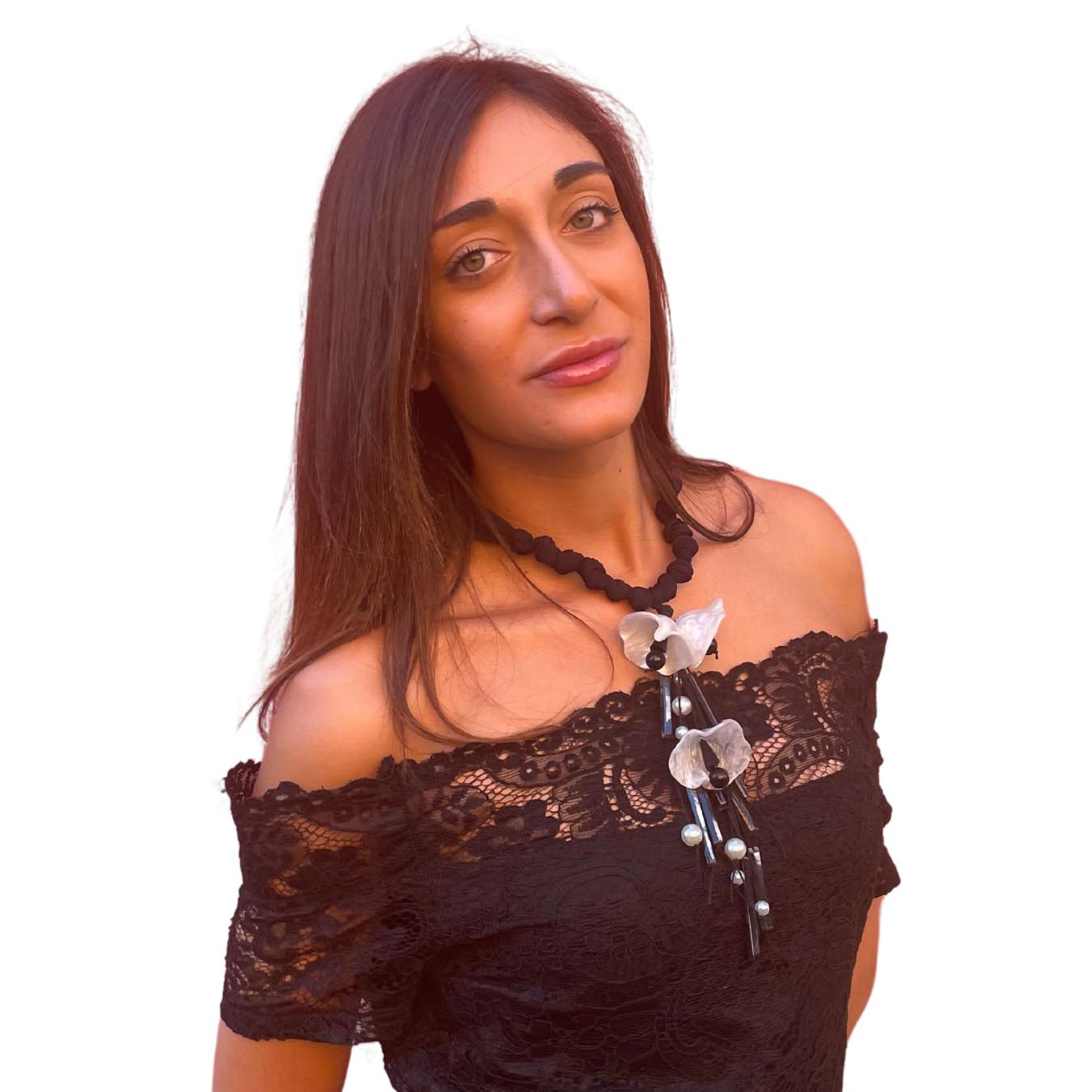 Collana fiori e perle