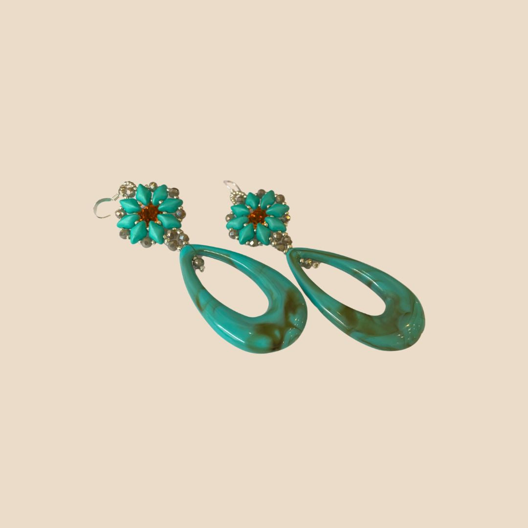 Orecchini Girasole con Goccia