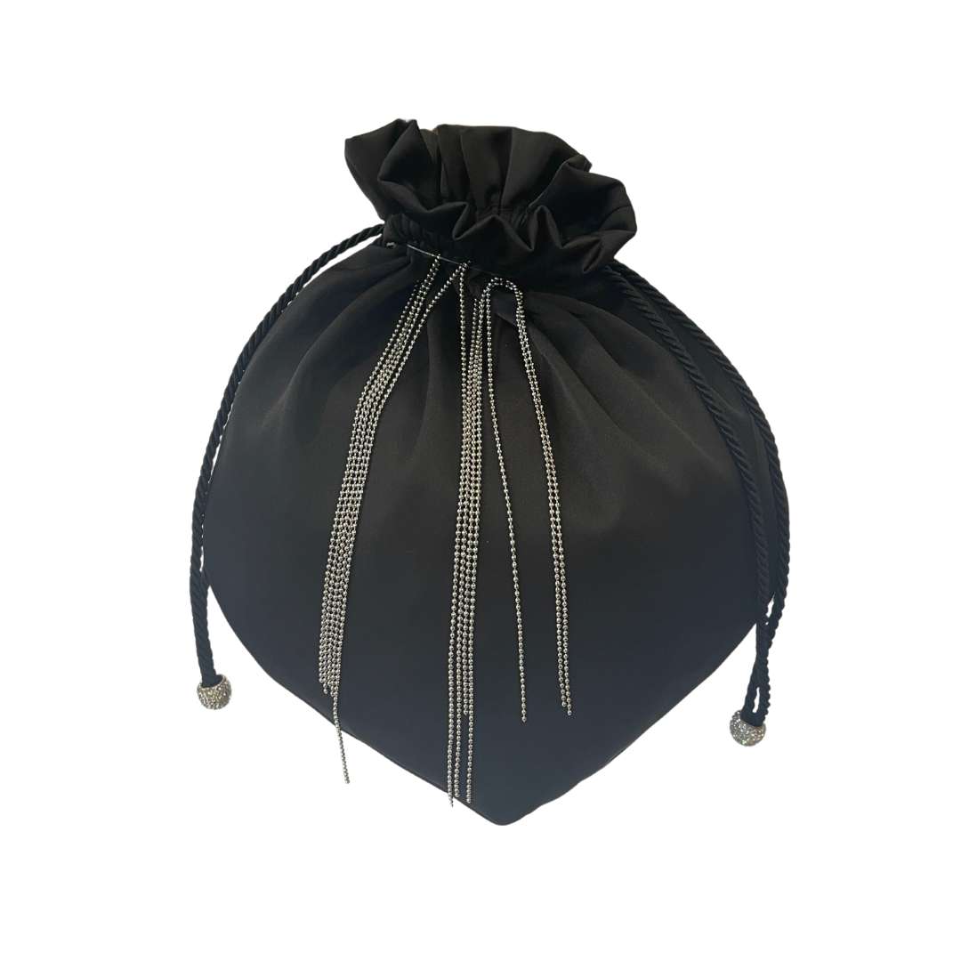borsetta da donna in satin di colore Nero
