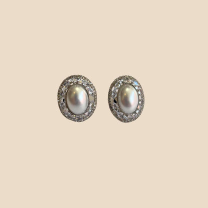 Orecchini clips Strass e Perla