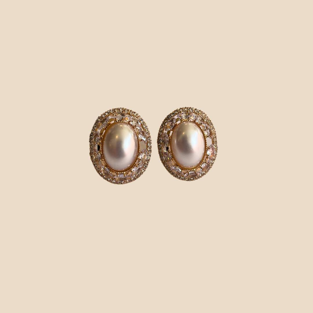 Orecchini clips Strass e Perla