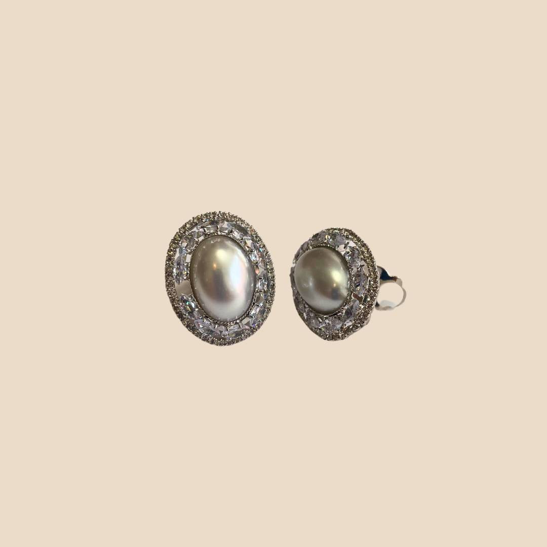 Orecchini clips Strass e Perla