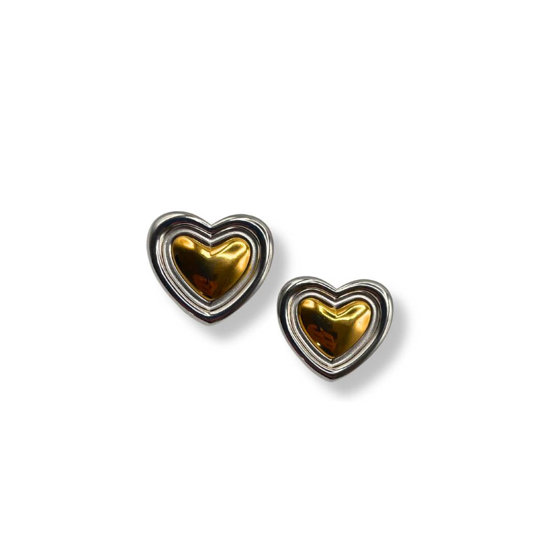 Orecchini a Cuore Bicolore