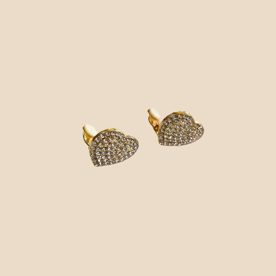 Orecchini clips Cuore Strass