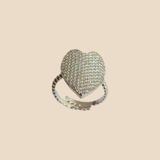 Anello cuore strass